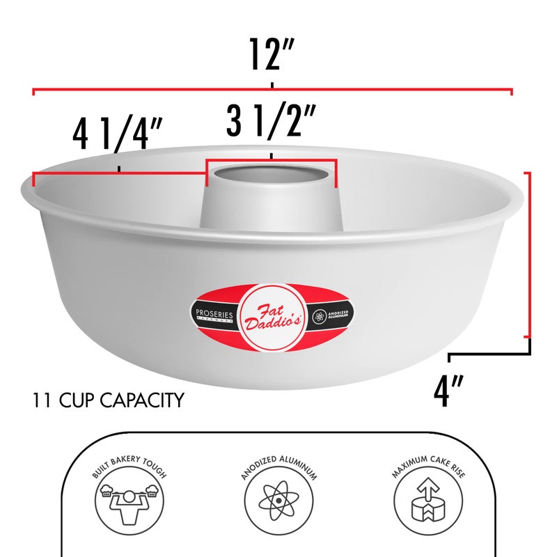 Fat Daddio's RMP-12 Anodized Aluminum Ring Mold Pan, 12 x 4 Inch, Silver - Image 2